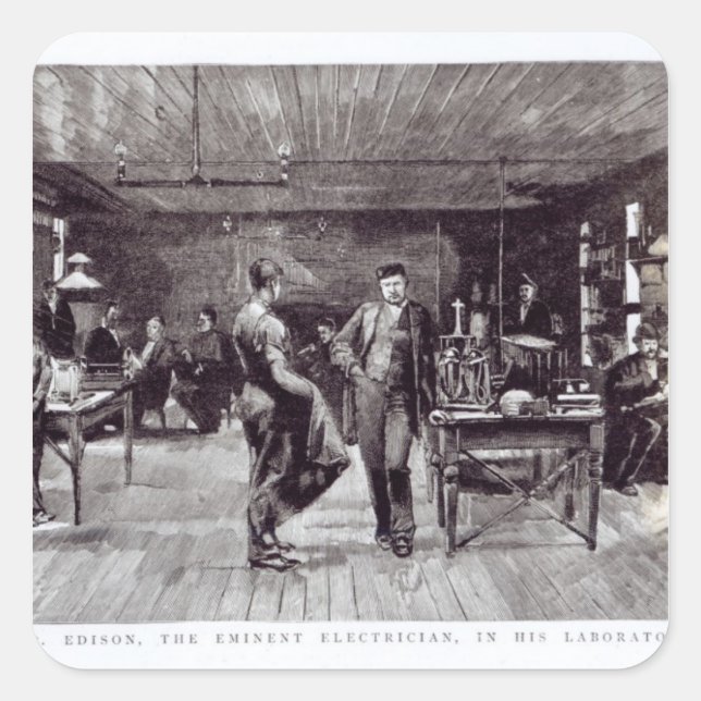Sticker Carré M. Edison, L'Éminent Électricien (Devant)