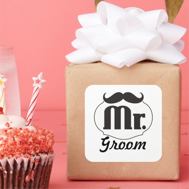 Sticker Carré M. Groom Mustache (Fête)