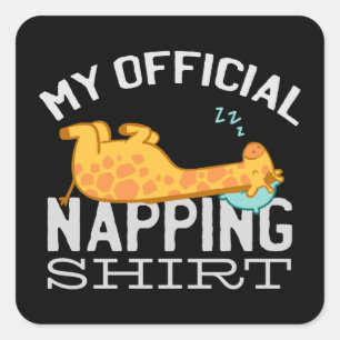Sticker Carré Ma chemise de sieste officielle - Giraffe endormie