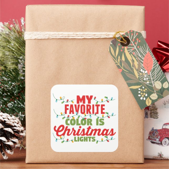 Sticker Carré Ma Couleur Préférée Est Les Lumières De Noël (vacances)