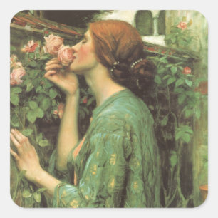 Sticker Carré Ma douce rose, ou l'âme de la rose par Waterhouse