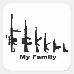 Sticker Carré Ma famille (J'aime les armes)