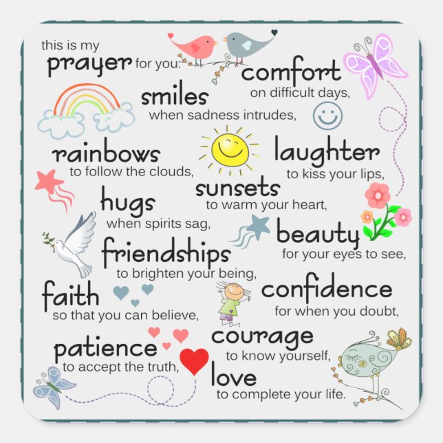 Sticker Carré Ma Prière Pour Vous (Devant)