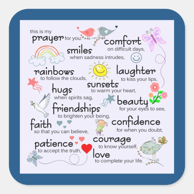 Sticker Carré Ma Prière Pour Vous | Bleu classique (Devant)