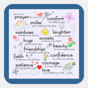 Sticker Carré Ma Prière Pour Vous   Bleu classique