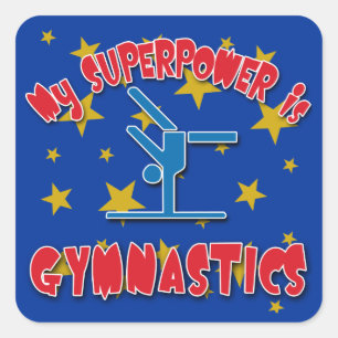 Sticker Carré Ma superpuissance est la gymnastique