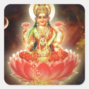 STICKER CARRÉ MAA MAHALAXMI DEVI GODDESDS INDIENS DE RICHESSE/ F
