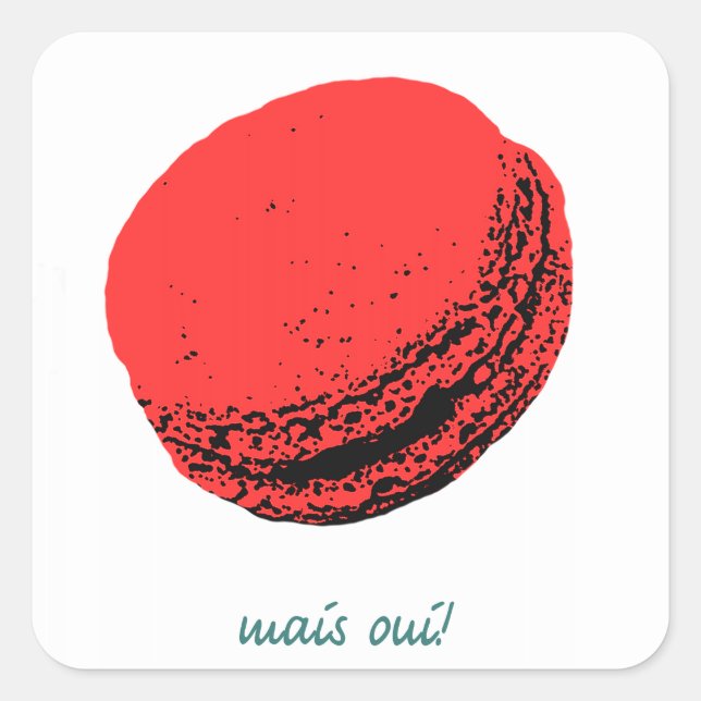 Sticker Carré macaron aux fraises (Devant)