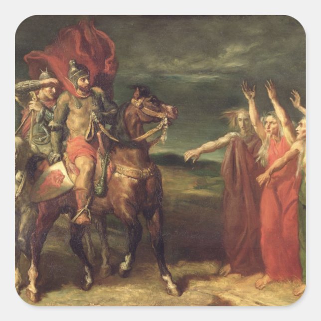Sticker Carré Macbeth et les trois sorcières, 1855 (Devant)