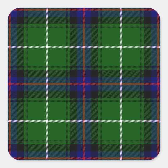 Sticker Carré MacDonald tartan bleu vert plaid (Devant)