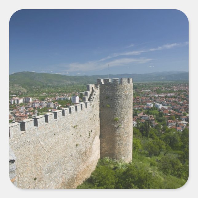Sticker Carré MACÉDOINE, Ohrid. Château de Car Samoil / (Devant)