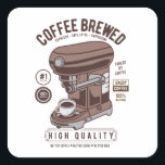 Sticker Carré Machine à café vintage<br><div class="desc">Machine à café vintage qui convient parfaitement aux personnes qui aiment le café et l'espresso. Il peut également être donné en vacances ou en anniversaire. Cadeau à chaque barista, votre copain, amie, Relative, meilleur ami Qui aime aussi le café. Le design est également adapté à temps pour l'été et l'événement...</div>