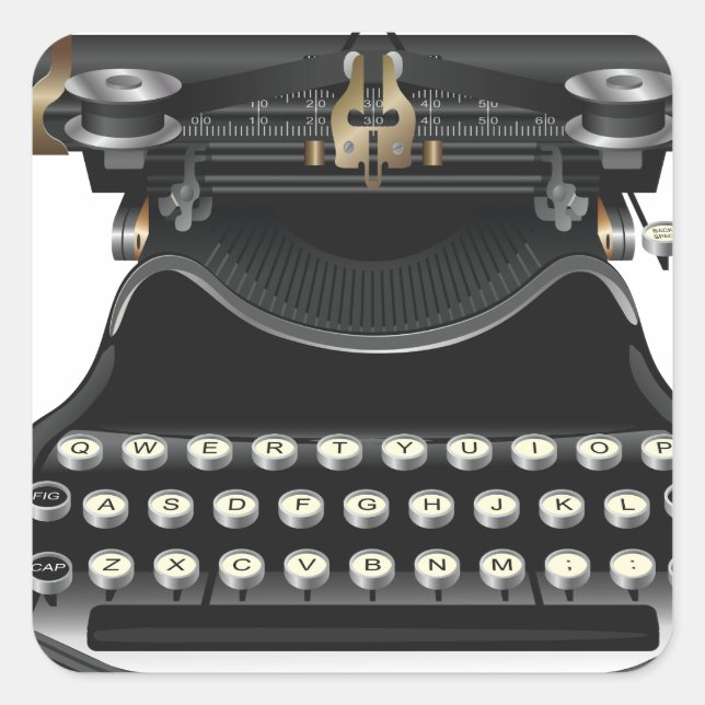Sticker Carré Machine à écrire antique (Devant)