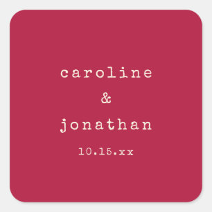 Sticker Carré Machine à écrire rouge cramoisi pour mariage de No