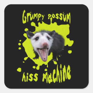 Sticker Carré Machine à siffler drôle opossum grincheux humour s