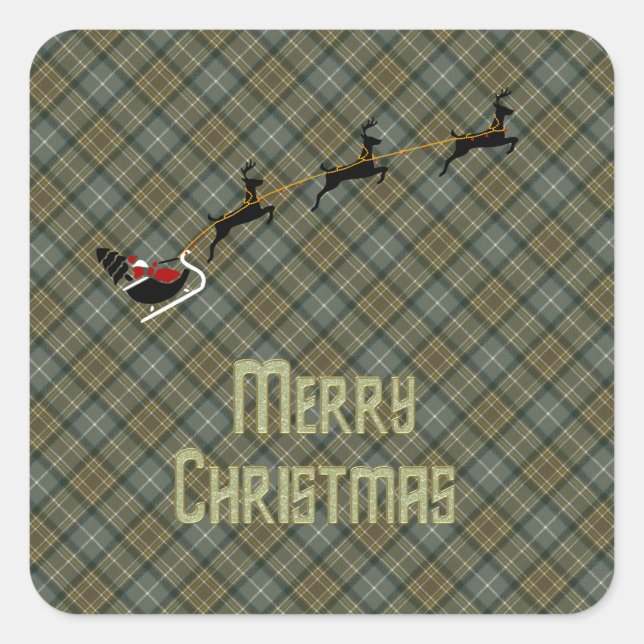 Sticker Carré MacKellar Tartan écossais Patiné (Devant)