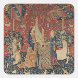 Sticker Carré Madame et la licorne : 'Hearing