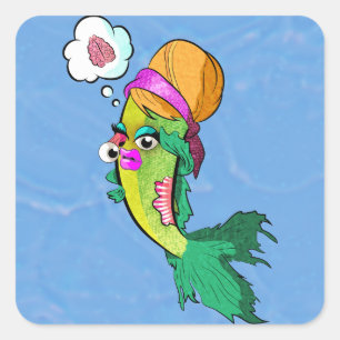 Sticker Carré Madame Fish de zombi