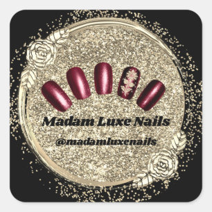 Sticker Carré Madame Luxe Parties scintillant à ongles Noir Bour