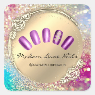 Sticker Carré Madame Luxe Parties scintillant à ongles Rose or F