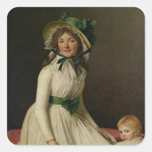 Sticker Carré Madame Pierre Seriziat avec son fils, Emile