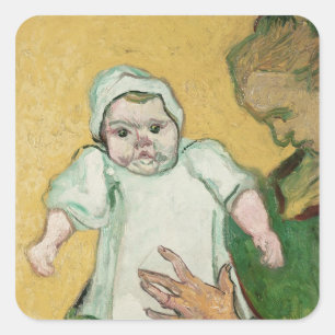 Sticker Carré Madame Roulin et son bébé de Vincent van Gogh