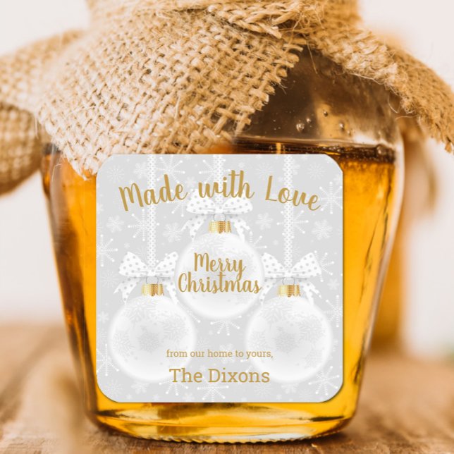 Sticker Carré Made with Love Homemade Christmas Ornaments Food (Créateur téléchargé)