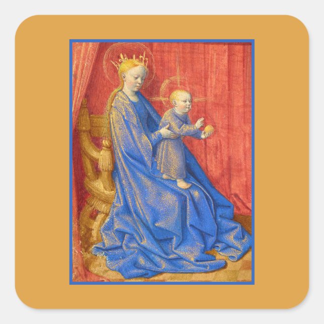 Sticker Carré Madonna and Child Enthroned Jean Fouquet Holiday  (Devant)