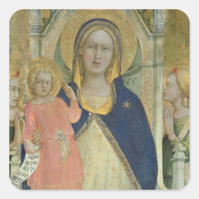 Sticker Carré Madonna and Child enthroned with Saints, détail (Devant)