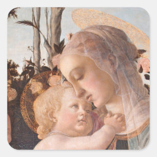 Sticker Carré Madonna del Magnificat tenant le bébé Jésus