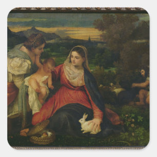 Sticker Carré Madonna et enfant avec St Catherine C. 1530