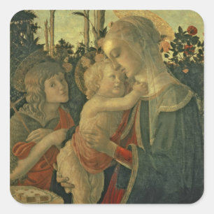 Sticker Carré Madonna et enfant avec St John le baptiste (huile