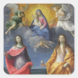 Sticker Carré Madonna et Enfant avec St Lucy et Mary Magdalene