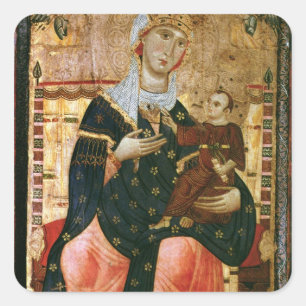 Sticker Carré Madonna et enfant couronnés, c.1260