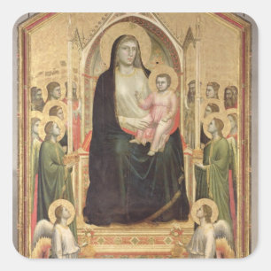 Sticker Carré Madonna et enfant couronnés, c.1300-03 (PRE-restor