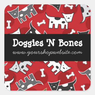 Sticker Carré Magasin d'animaux de compagnie de chiens et d'os e