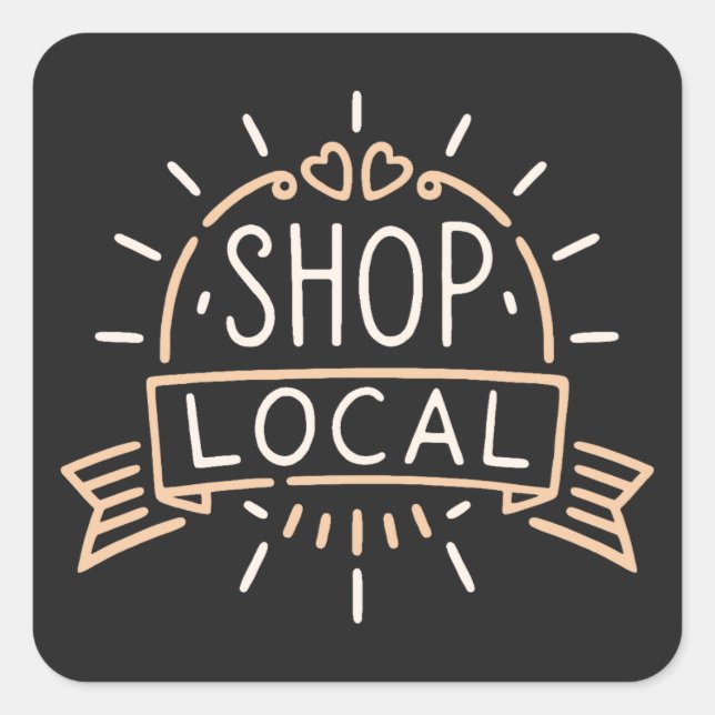 Sticker Carré Magasiner local rétro esthétique vintage (Devant)