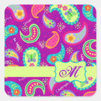 Magenta Purple Vert moderne Paisson Monogramme