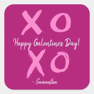 Sticker Carré Magenta Rose XOXO - Joyeuse fête de la Galentine a