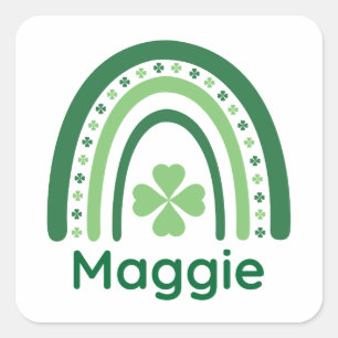 Sticker Carré Maggie Nom Clover Boho Rainbow