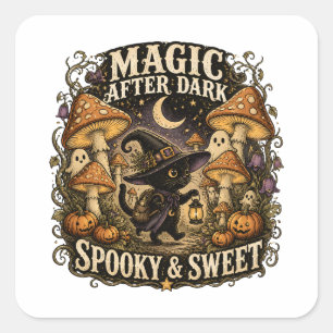 Sticker Carré Magic After Dark Spooky & Sweet Mignon Chat Noir
