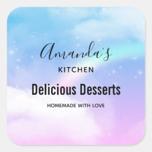 Sticker Carré Magic Pastel Nuds et une cuisine arc-en-ciel