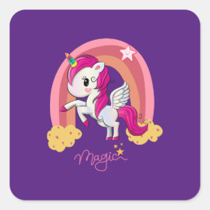 Sticker Carré Magic Unicorn Fan Club