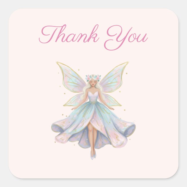 Sticker Carré Magical Angel Fairy Pastel Colors Thank You (Devant)