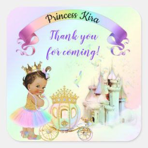 Sticker Carré Magical Rainbow Princess Castle Carriage