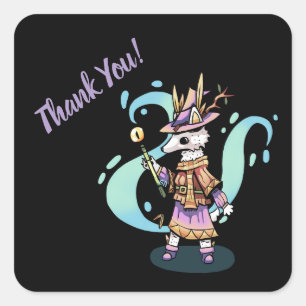 Sticker Carré Magical wolf, thank you