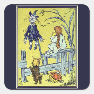 Sticker Carré Magicien d'Oz vintage, Dorothy Toto rencontre l'ép