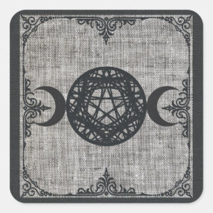 Sticker Carré Magie noire triple lune pentagramme vintage wiccan
