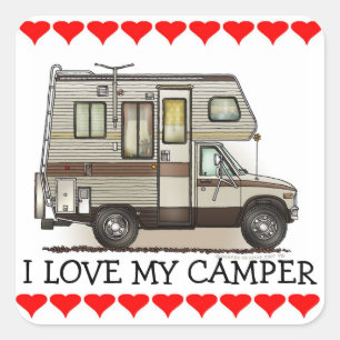 Sticker Carré Magnet du campeur rv de ClassC