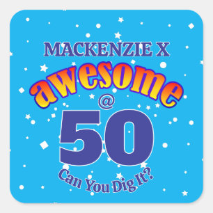 Sticker Carré MAGNIFIQUE 50 BLEU CLAIR Anniversaire